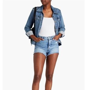 Good American Distressed Cut Off Jean Shorts 4/27, High Rise Cut Offs